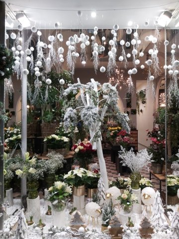 Émerveillez-vous avec la magie de Noël à travers notre vitrine de fleurs naturelles au Puy-en-Velay